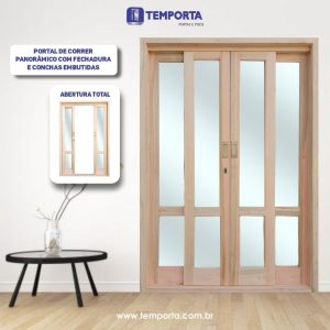 Portal de correr Panorâmico em Madeira com 4 folhas - Temporta